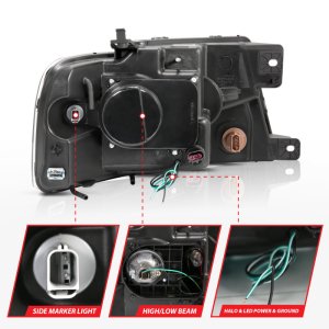 Ford F-150 Projector Headlights - ANZO - w/U-Bar - Black - `04-`08