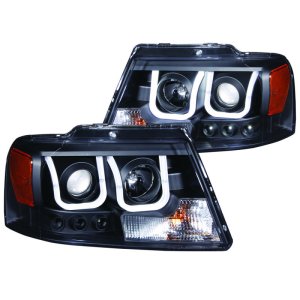 Ford F-150 Projector Headlights - ANZO - w/U-Bar - Black - `04-`08