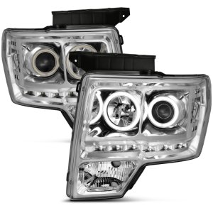 Ford F-150 Projector Headlights - ANZO - G2 w/ Halo, CCFL - Chrome - `09-`14