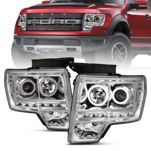 Ford F-150 Projector Headlights - ANZO - G2 w/ Halo, CCFL - Chrome - `09-`14