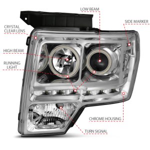 Ford F-150 Projector Headlights - ANZO - G2 w/ Halo, CCFL - Chrome - `09-`14