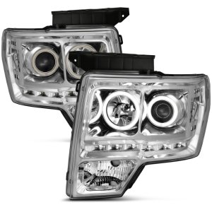 Ford F-150 Projector Headlights - ANZO - G2 w/ Halo, CCFL - Chrome - `09-`14