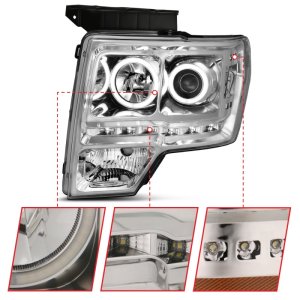 Ford F-150 Projector Headlights - ANZO - G2 w/ Halo, CCFL - Chrome - `09-`14
