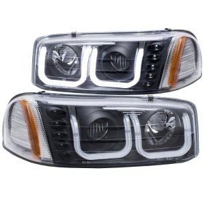 GMC Sierra Projector Headlights - ANZO - w/U-Bar - Black - `99-`06