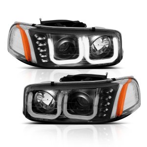 GMC Sierra Projector Headlights - ANZO - w/U-Bar - Black - `99-`06