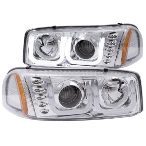 GMC Sierra Headlights - Front - ANZO - Projector w/ U-Bar - Chrome - `99-`06