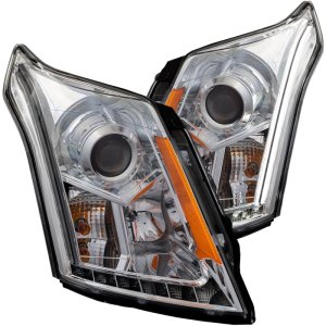 Cadillac SRX Projector Headlights - ANZO - Plank Style Design - Chrome - `10-`15