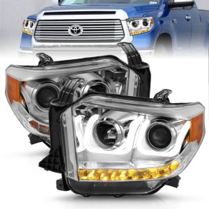 Toyota Tundra Projector Headlights - ANZO - w/ U-Bar - Chrome - `14-`16