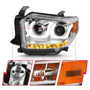 Toyota Tundra Projector Headlights - ANZO - w/ U-Bar - Chrome - `14-`16