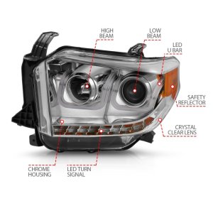 Toyota Tundra Projector Headlights - ANZO - w/ U-Bar - Chrome - `14-`16