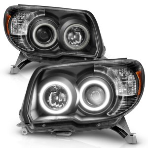 Toyota 4Runner Projector Headlights - ANZO - w/ Halo, Clear Lens, Black Housing, CCFL - Black - `06-`09