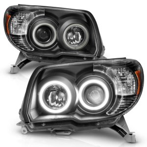 Toyota 4Runner Projector Headlights - ANZO - w/ Halo, Clear Lens, Black Housing, CCFL - Black - `06-`09