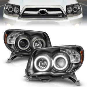 Toyota 4Runner Projector Headlights - ANZO - w/ Halo, Clear Lens, Black Housing, CCFL - Black - `06-`09