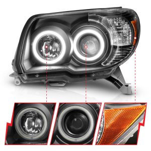 Toyota 4Runner Projector Headlights - ANZO - w/ Halo, Clear Lens, Black Housing, CCFL - Black - `06-`09