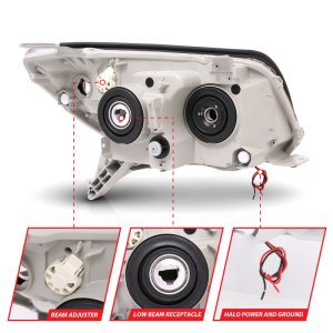 Toyota 4Runner Projector Headlights - ANZO - w/ Halo, Clear Lens, Black Housing, CCFL - Black - `06-`09