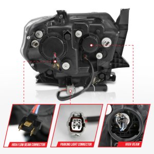 Toyota Tundra Projector Headlights - ANZO - U-Bar with DRL - Chrome - `14-`15