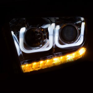 Toyota Tundra Projector Headlights - ANZO - U-Bar with DRL - Chrome - `14-`15