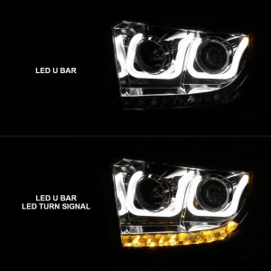 Toyota Tundra Projector Headlights - ANZO - U-Bar with DRL - Chrome - `14-`15