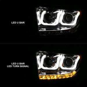 Toyota Tundra Projector Headlights - ANZO - U-Bar with DRL - Chrome - `14-`15