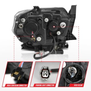 Toyota Tundra Projector Headlights - ANZO - U-Bar with DRL - Chrome - `14-`15