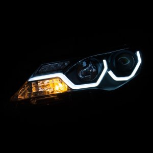 Toyota RAV4 Projector Headlights - ANZO - Plank Style Design - Black - `13-`15
