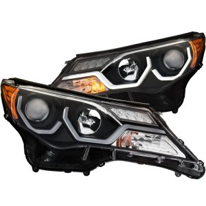 Toyota RAV4 Projector Headlights - ANZO - Plank Style Design - Black - `13-`15