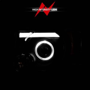 Ford Escape Projector Headlights - ANZO - w/ Halo, Black Housing, Plank Style - Black - `08-`12