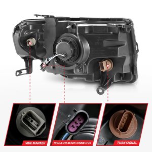 Ford Escape Projector Headlights - ANZO - w/ Halo, Black Housing, Plank Style - Black - `08-`12