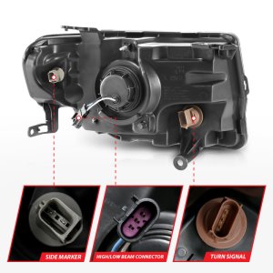 Ford Escape Projector Headlights - ANZO - w/ Halo, Black Housing, Plank Style - Black - `08-`12