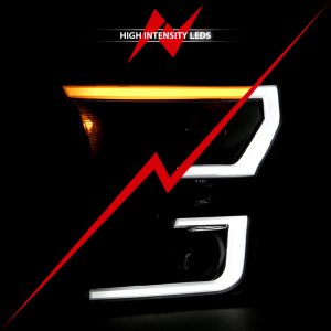 Ford F-150 Projector Headlights - ANZO - Plank Style Switchback - Black w/ Amber - `15-`17