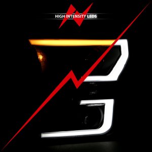 Ford F-150 Projector Headlights - ANZO - Plank Style Switchback - Black w/ Amber - `15-`17