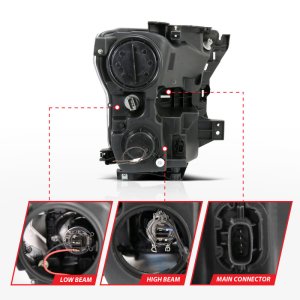 Ford F-150 Projector Headlights - ANZO - Plank Style Switchback - Chrome w/ Amber - `15-`17