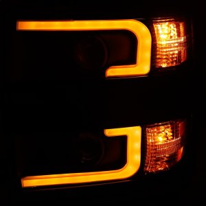 Chevrolet Silverado 2500 Projector Headlights - ANZO - Clear Lens, Plank Style Switchback, Black Housing, Black Rim, Pair - Black - `15-`17