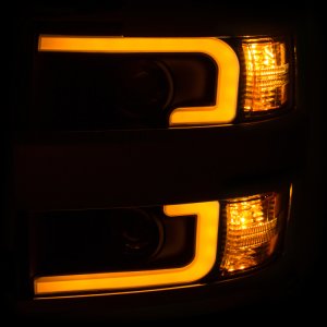 Chevrolet Silverado 2500 Projector Headlights - ANZO - Plank Style Switchback - Black w/ Chrome Rim - `15-`17
