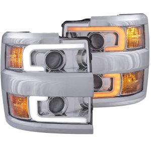 Chevrolet C3500HD Projector Headlights - ANZO - Plank Style Switchback - Chrome - `15-`17
