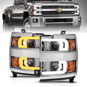 Chevrolet C3500HD Projector Headlights - ANZO - Plank Style Switchback - Chrome - `15-`17