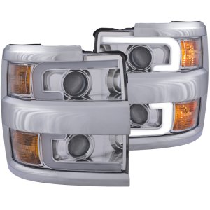 Chevrolet Silverado 2500 Projector Headlights - ANZO - Plank Style Switchback - Chrome - `15-`17