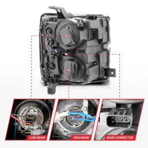 Chevrolet Silverado 2500 Projector Headlights - ANZO - Plank Style Switchback - Chrome - `15-`17