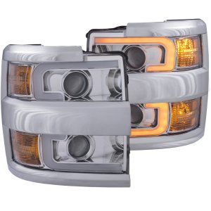 Chevrolet Silverado 2500 Projector Headlights - ANZO - Plank Style Switchback - Chrome - `15-`17