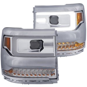 Chevrolet Silverado 1500 Projector Headlights - ANZO - Plank Style Design - Chrome - `16-`17