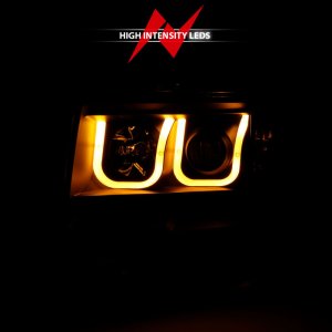 Ford F-150 Headlights - ANZO - Projector w/ U-Bar Switchback - Black w/ Amber - `09-`14