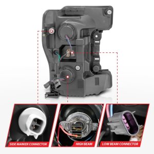 Ford F-250 Headlights - ANZO - LED/Projector, Plank-Style, Switchback - Black - `17-`18