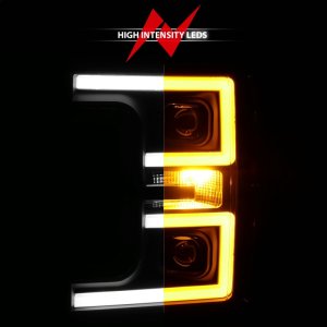 Ford F-250 Headlights - ANZO - LED/Projector, Plank-Style, Switchback - Black - `17-`18