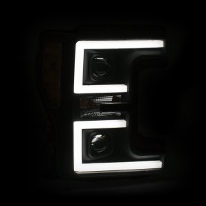 Ford F-250 Headlights - ANZO - LED/Projector, Plank-Style, Switchback - Black - `17-`18