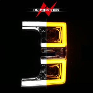 Ford F-250 Super Duty LED/Projector Headlights - ANZO - Plank-Style, Switchback - Chrome - `17-`18