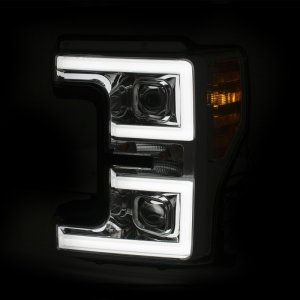 Ford F-250 Super Duty LED/Projector Headlights - ANZO - Plank-Style, Switchback - Chrome - `17-`18