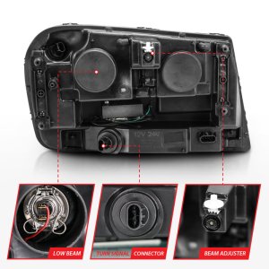 Chevrolet Trailblazer Headlights - ANZO - Projector with Plank Style Design - Black w/ Amber - `06-`09