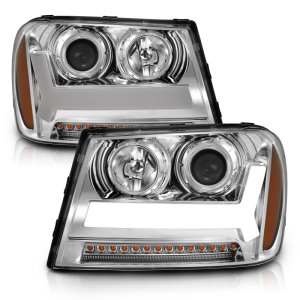 Chevrolet Trailblazer Headlights - ANZO - Projector, Plank Style Design - Chrome w/ Amber - `06-`09