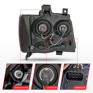 Chevrolet Suburban Headlight Set - ANZO - Crystal - Black - `07-`14 Chevrolet Suburban Headlight Set - ANZO - Crystal - Black - `07-`14