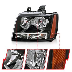 Chevrolet Suburban Headlight Set - ANZO - Crystal - Black - `07-`14 Chevrolet Suburban Headlight Set - ANZO - Crystal - Black - `07-`14